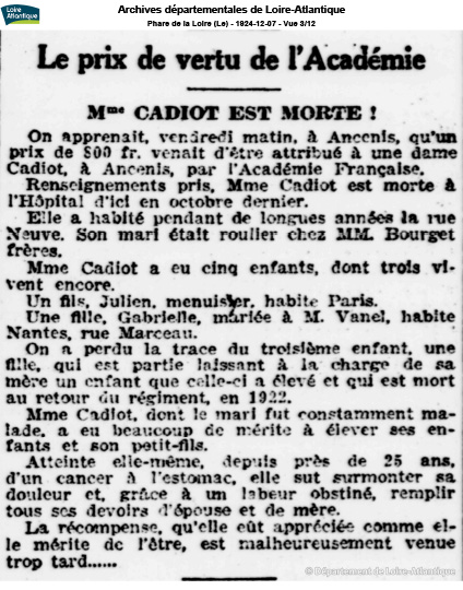 coupure de presse Le phare de la Loire 1924