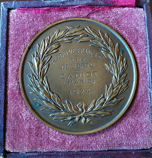 Médaille du prix de vertu - revers